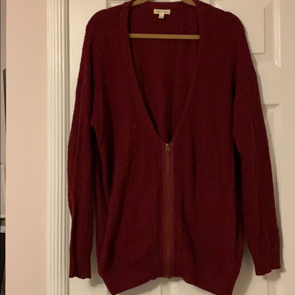 Burgundy Scoop neck Cardigan